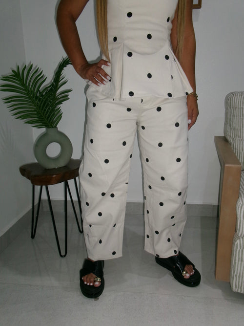 Beige Barrel Polka Dot set