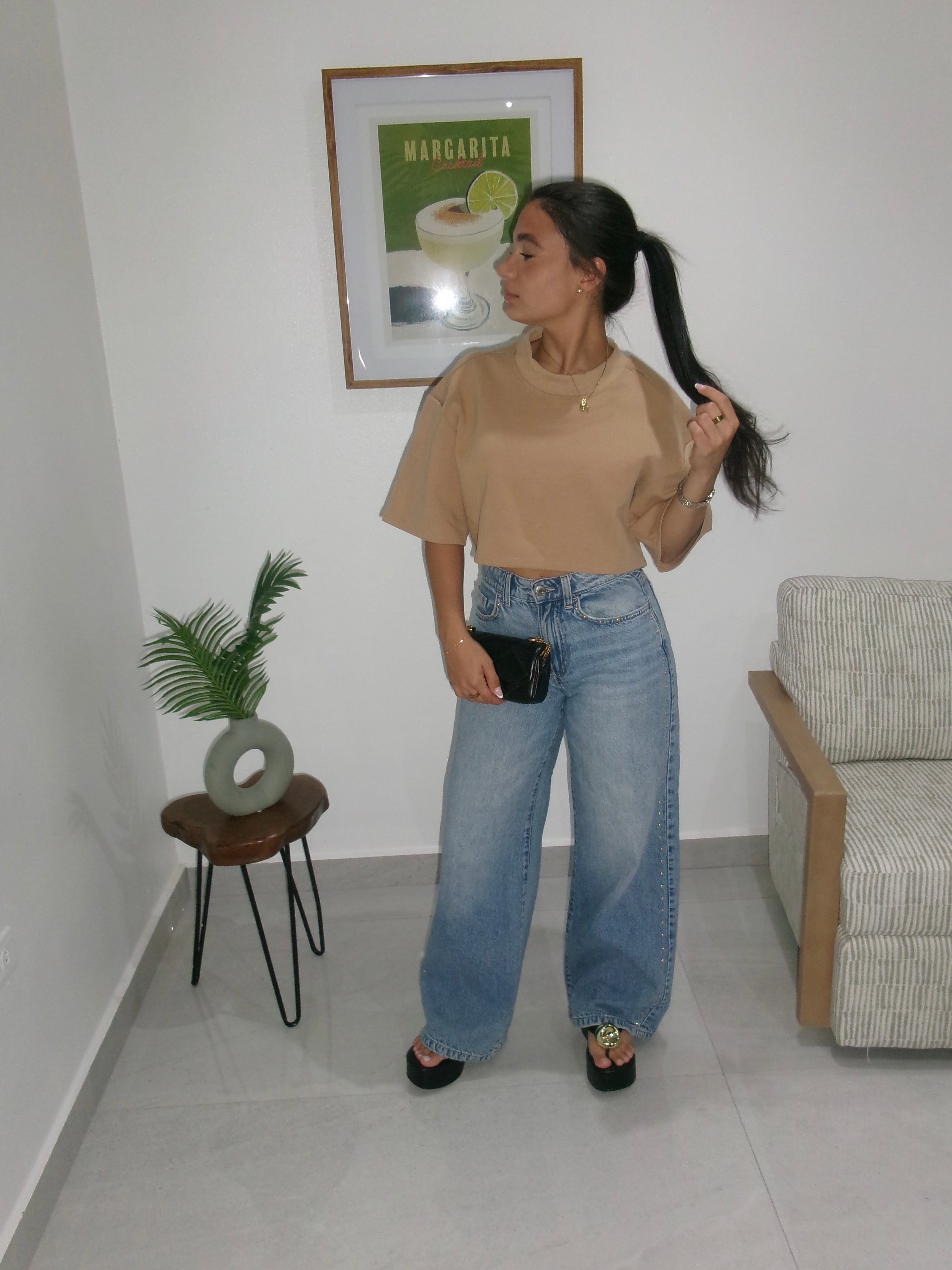 Beige Oversized Top