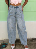 Studded Barrel Jeans