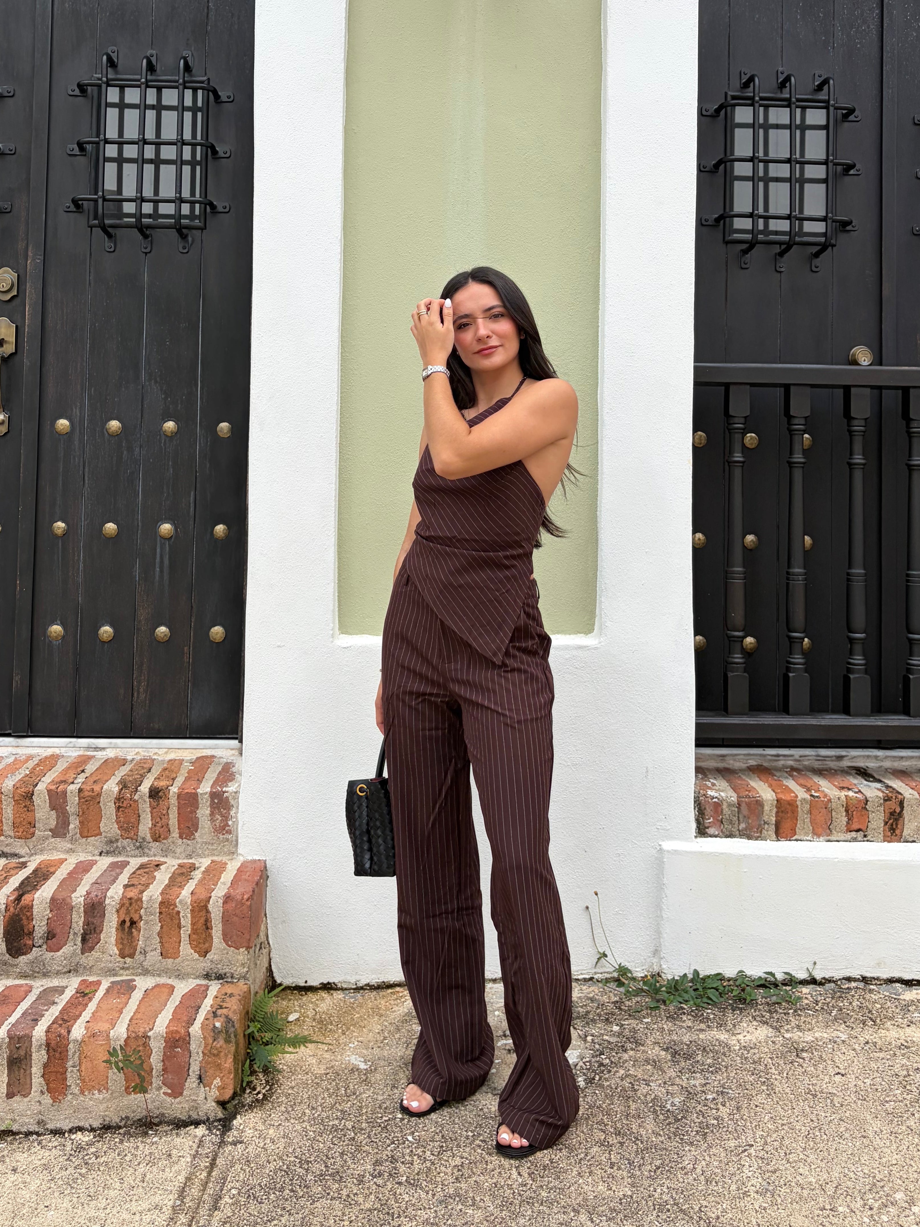 Mocha Halter Open Back Set