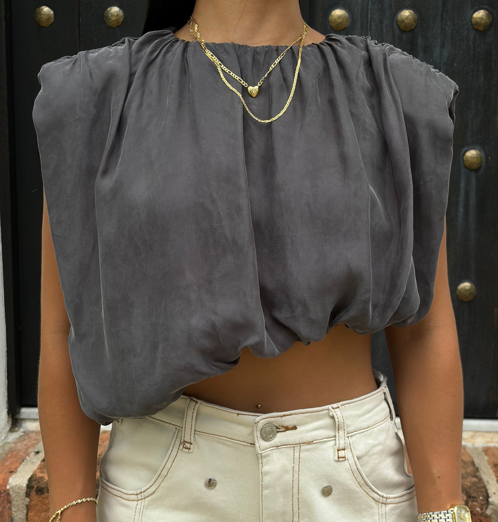 Grey Asymmetrical Top