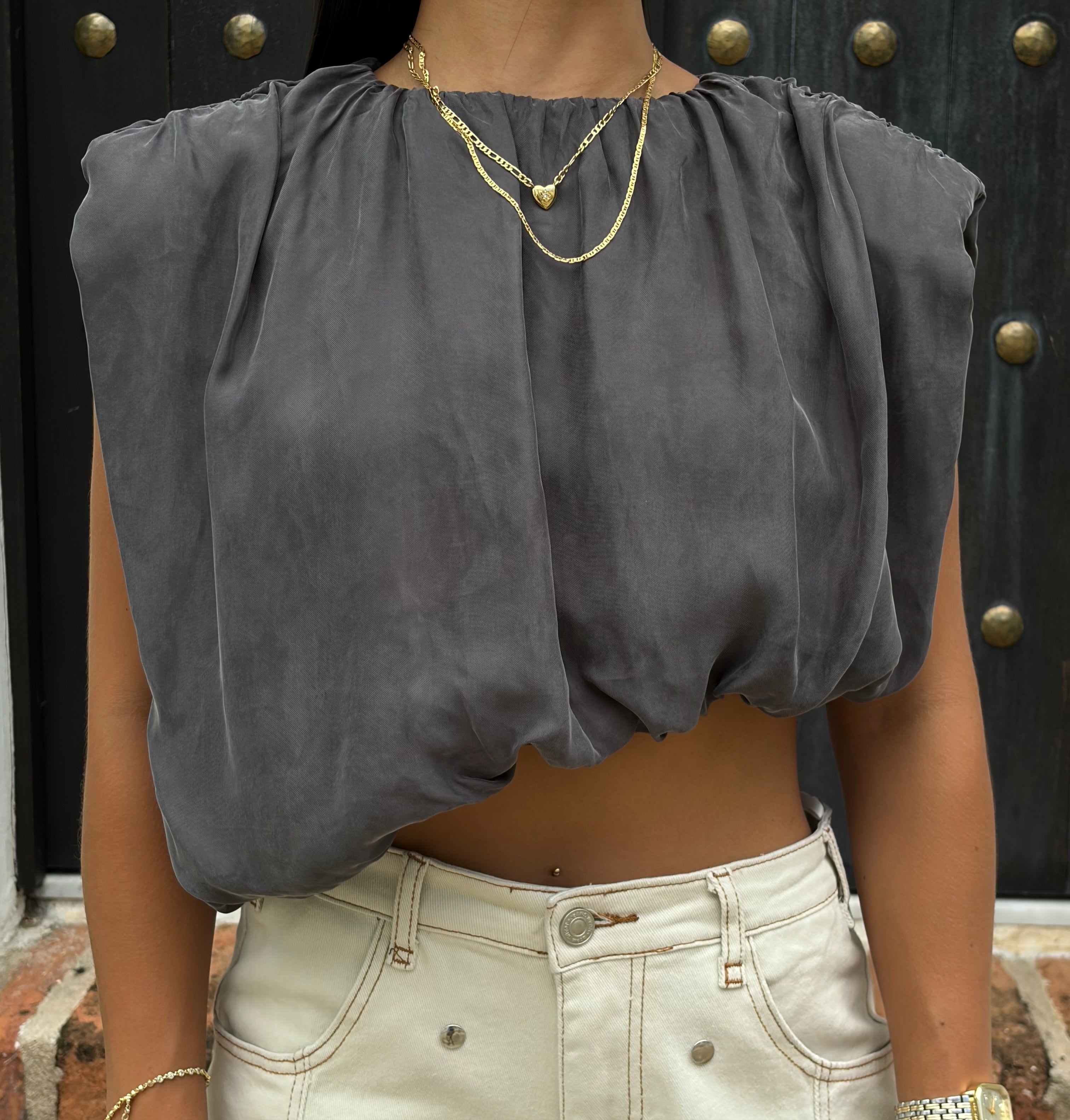 Grey Asymmetrical Top