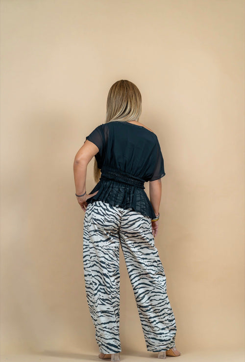 Black Bloom Chiffon Top