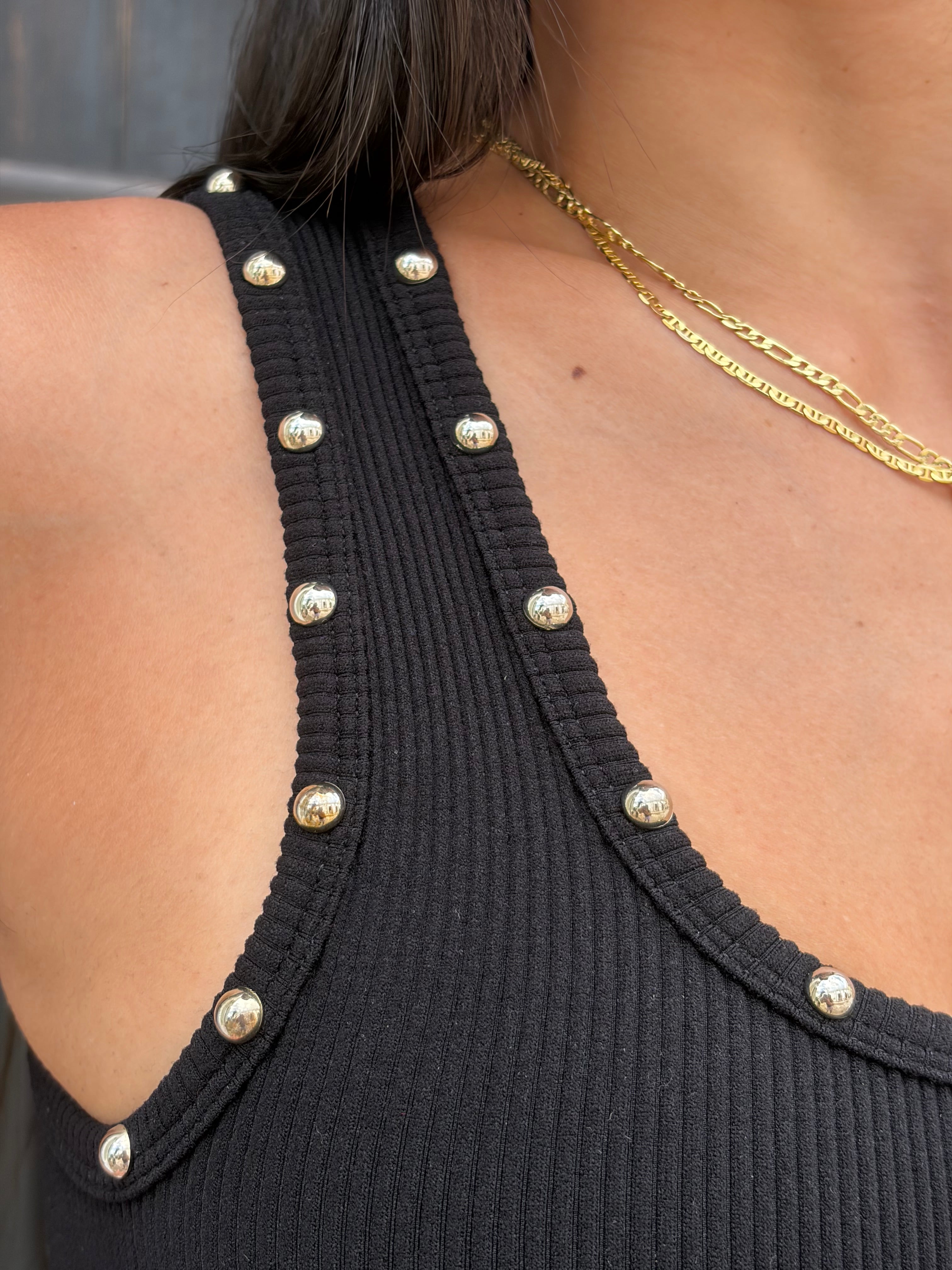 Ribbed Studded BLACK Top