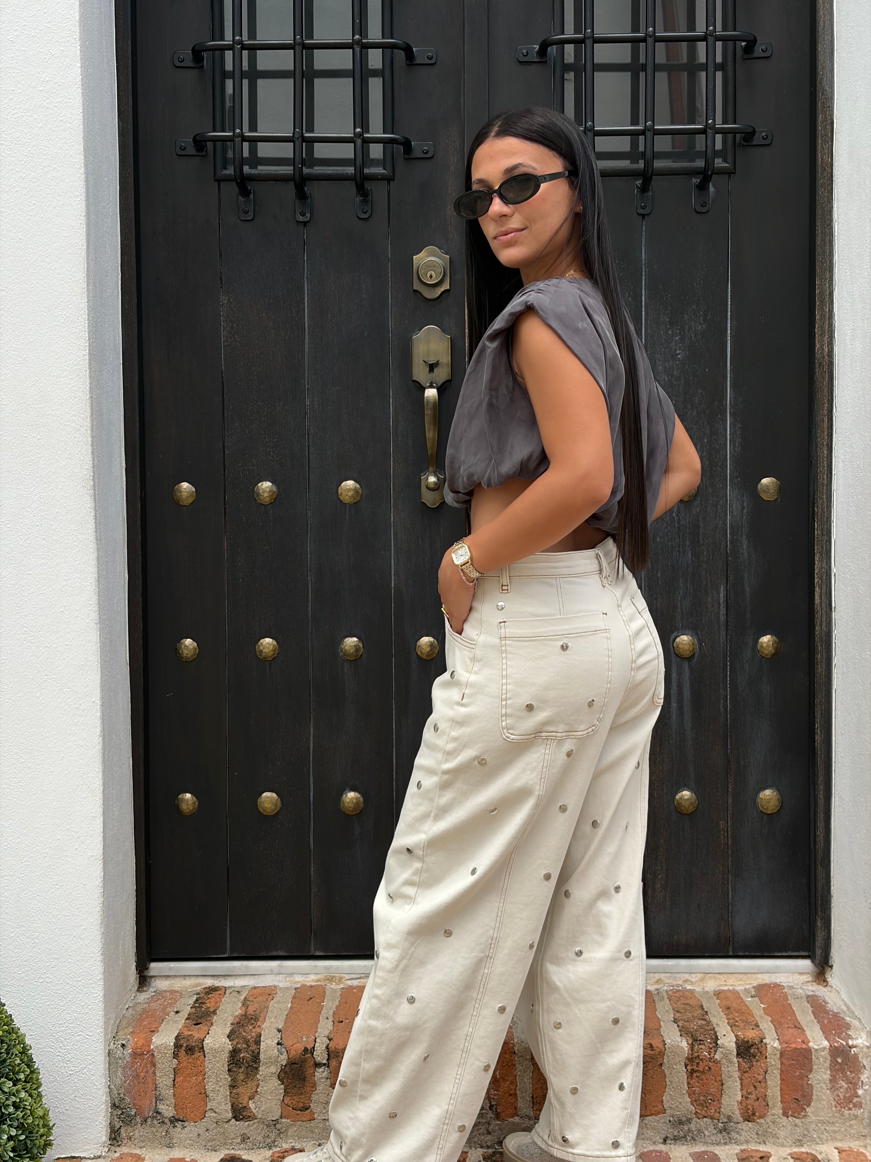 Grey Asymmetrical Top