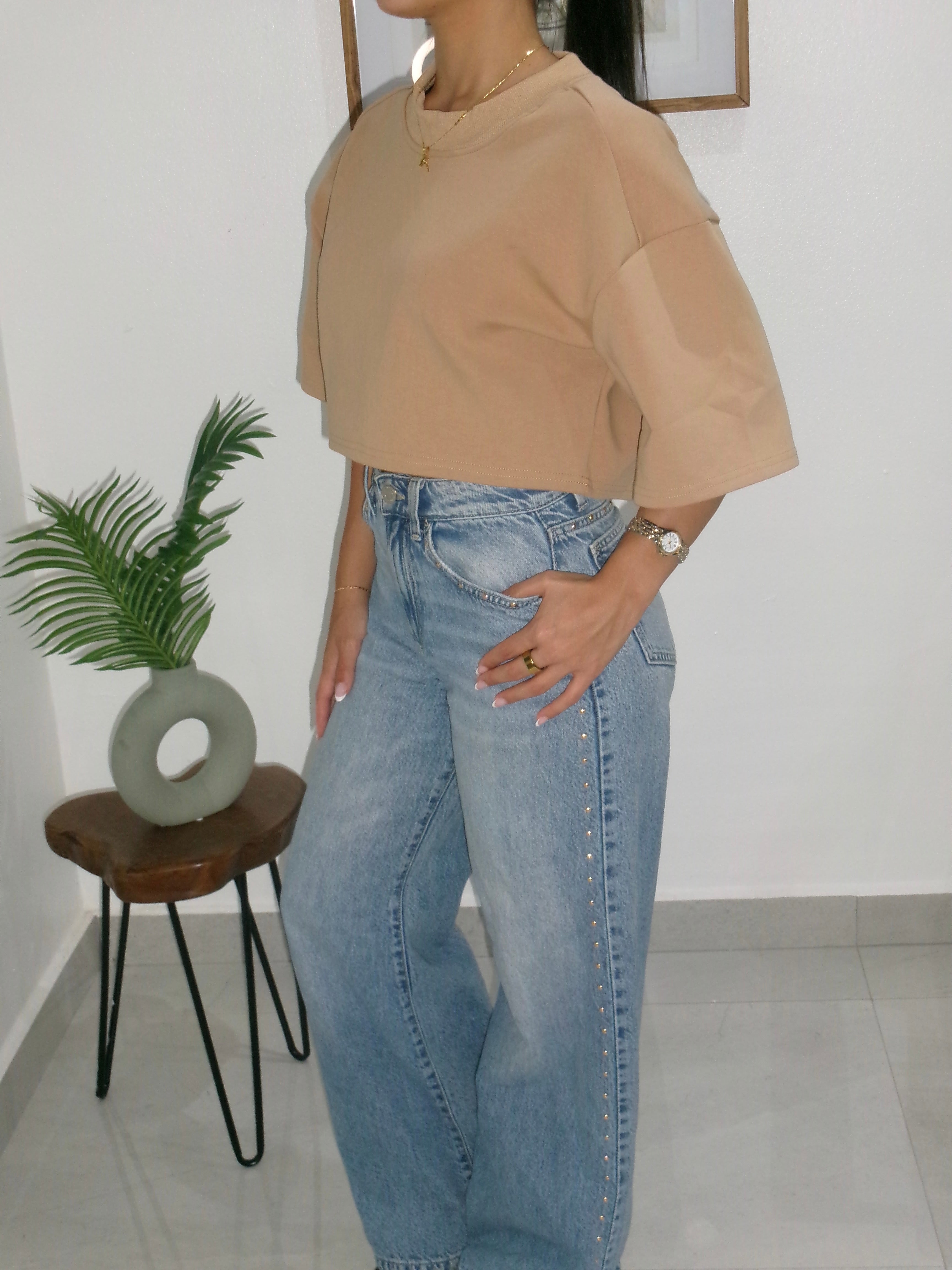 Beige Oversized Top