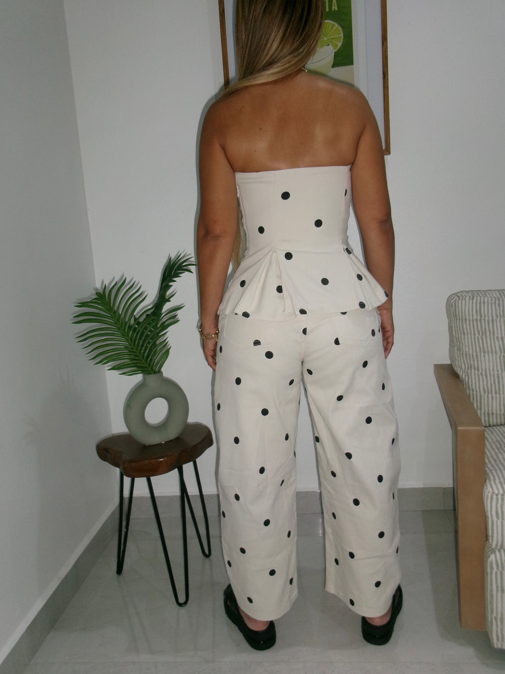 Beige Barrel Polka Dot set