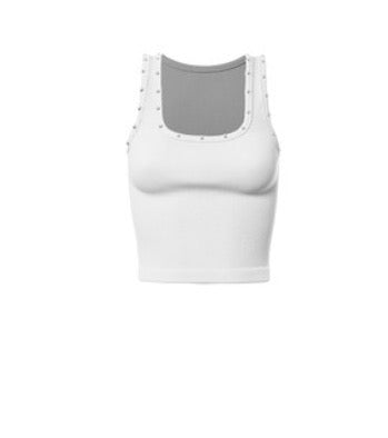 Ribbed Studded White Top